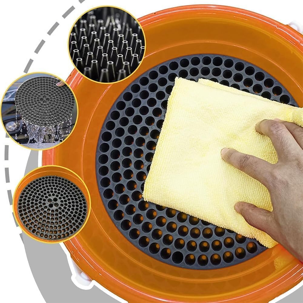 Car Wash Kit - 3-Gallon Bucket with Particle Interceptor Trap, Shampoo, Chenille Mitt & Microfiber Soft Towel, 5pcs - Garage Rebel