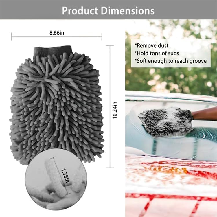 Chenille Premium Scratch-Free Microfiber Lint-Free Blue Wash Mitt 8" x 10"in & Black Pitstop Particle Interceptor - Garage Rebel