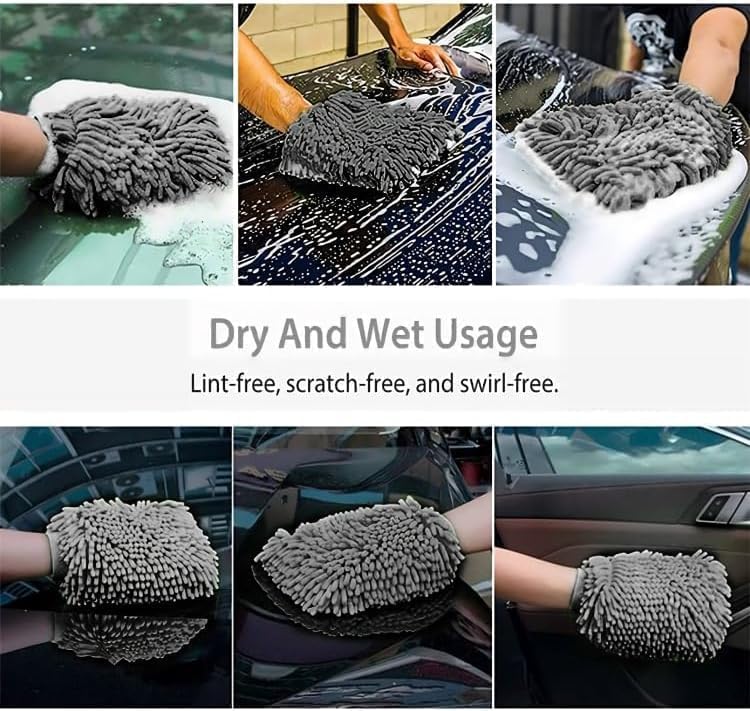 Chenille Premium Scratch-Free Microfiber Lint-Free Blue Wash Mitt 8" x 10"in & Black Pitstop Particle Interceptor - Garage Rebel