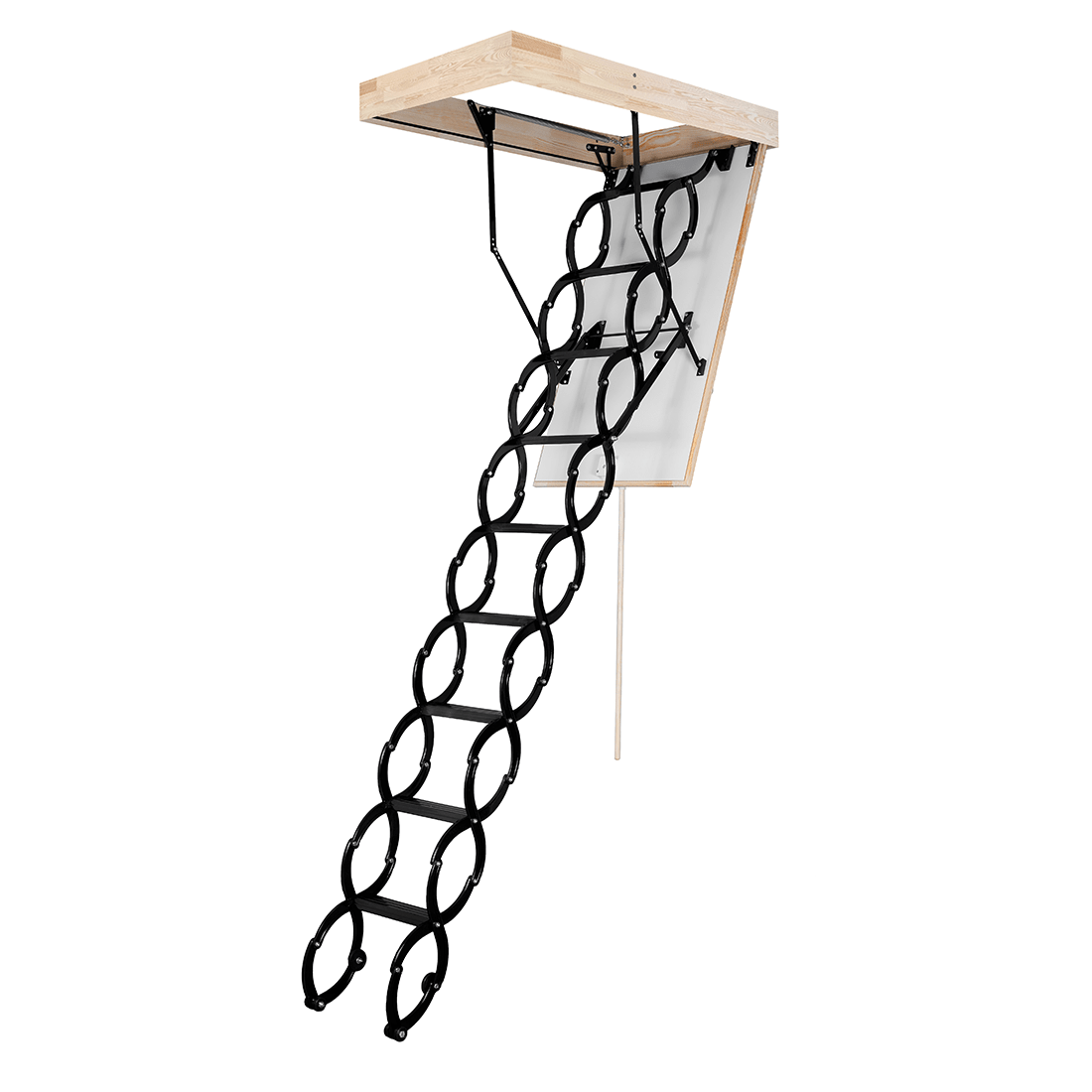 COMP Metal Insulated Scissors Attic Ladder 9 ft - 9.5 ft (Rough Opening: 24.25" x 32.25") with 352 - lb Load Capacity - Garage Rebel