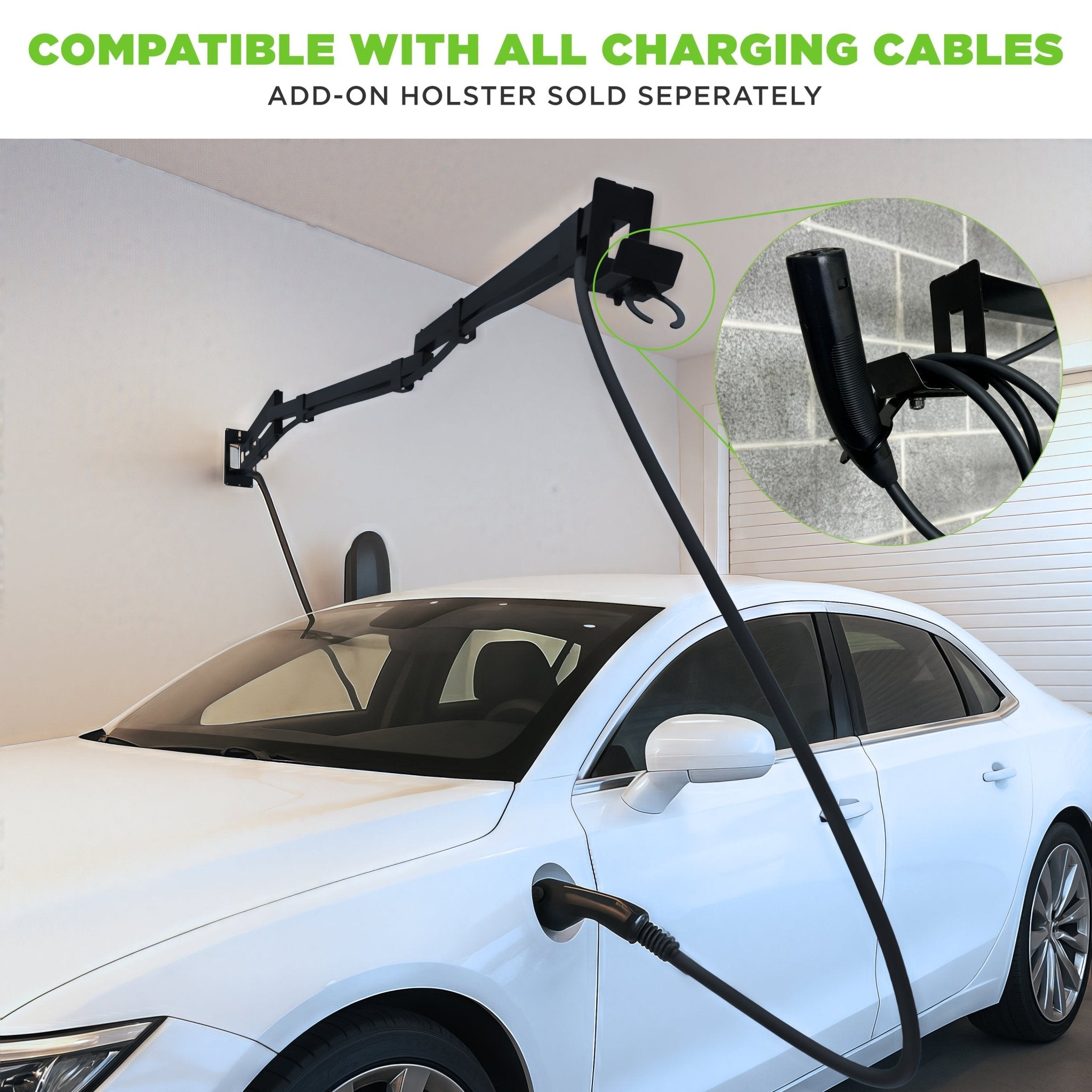 EV Hover v4 - Electric Vehicle Cable Management System (Up to 9 1/4 ft with the extender)