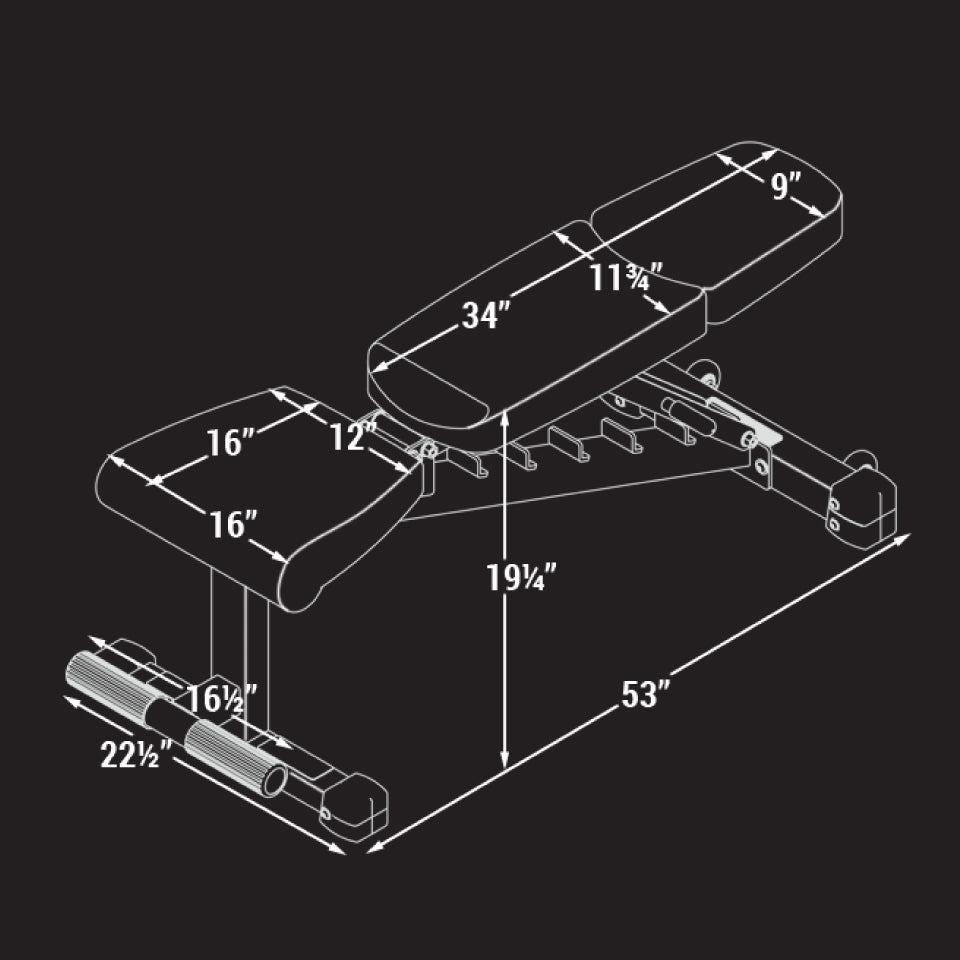 Ox Series Adjustable Flat, Incline, Decline (FID) Weight Bench