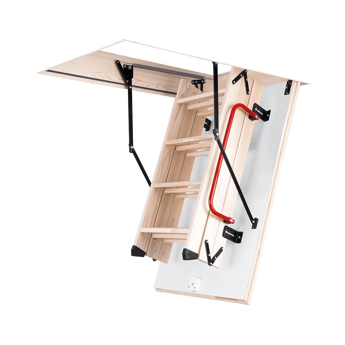GLOB Wood Insulated Folding Attic Ladder 8 ft - 9.18 ft (Rough Opening: 22.25" x 43.75") with 352 - lb Load Capacity - Garage Rebel