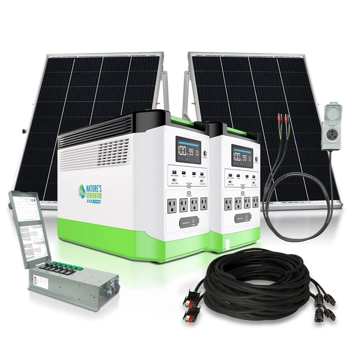 High Capacity Lithium 1800 Solar Generator and Transfer Switch - Garage Rebel
