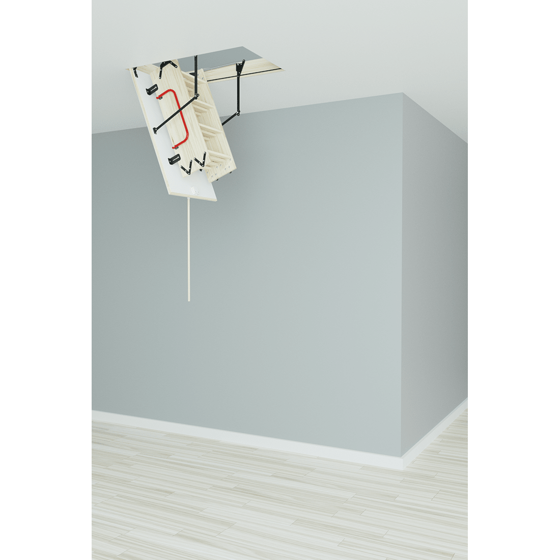 LALLE Wood Insulated Folding Attic Ladder 7 ft - 10.83 ft (Rough Opening: 22.25" x 47.75") with 352 - lb Load Capacity - Garage Rebel