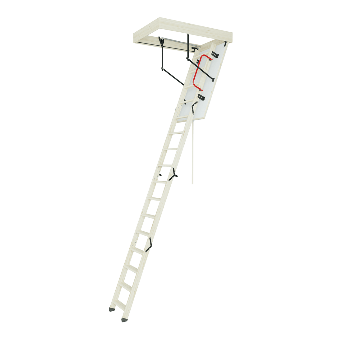 LALLE Wood Insulated Folding Attic Ladder 7 ft - 10.83 ft (Rough Opening: 22.25" x 47.75") with 352 - lb Load Capacity - Garage Rebel