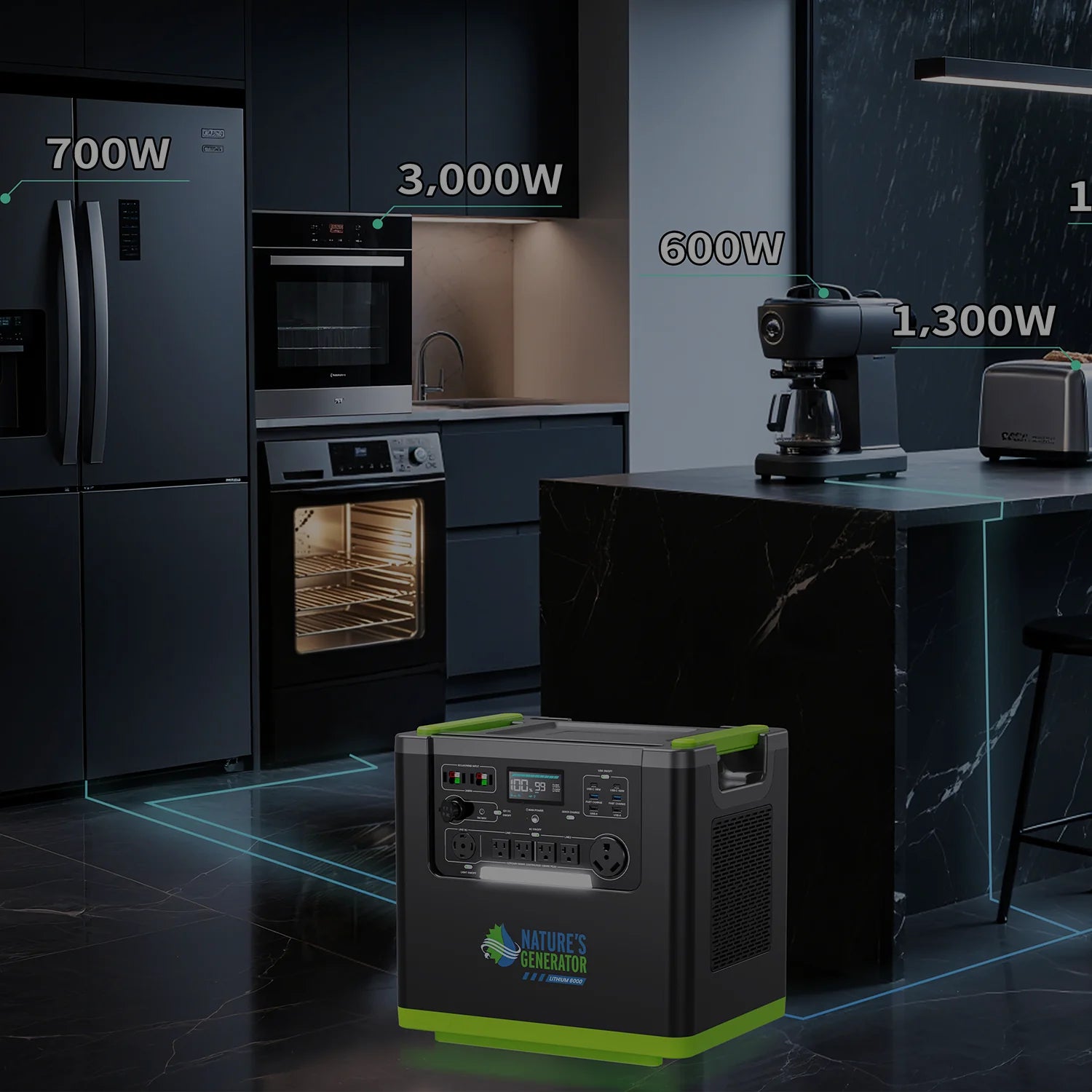 Nature's Generator Lithium 6000 with Solar Panel