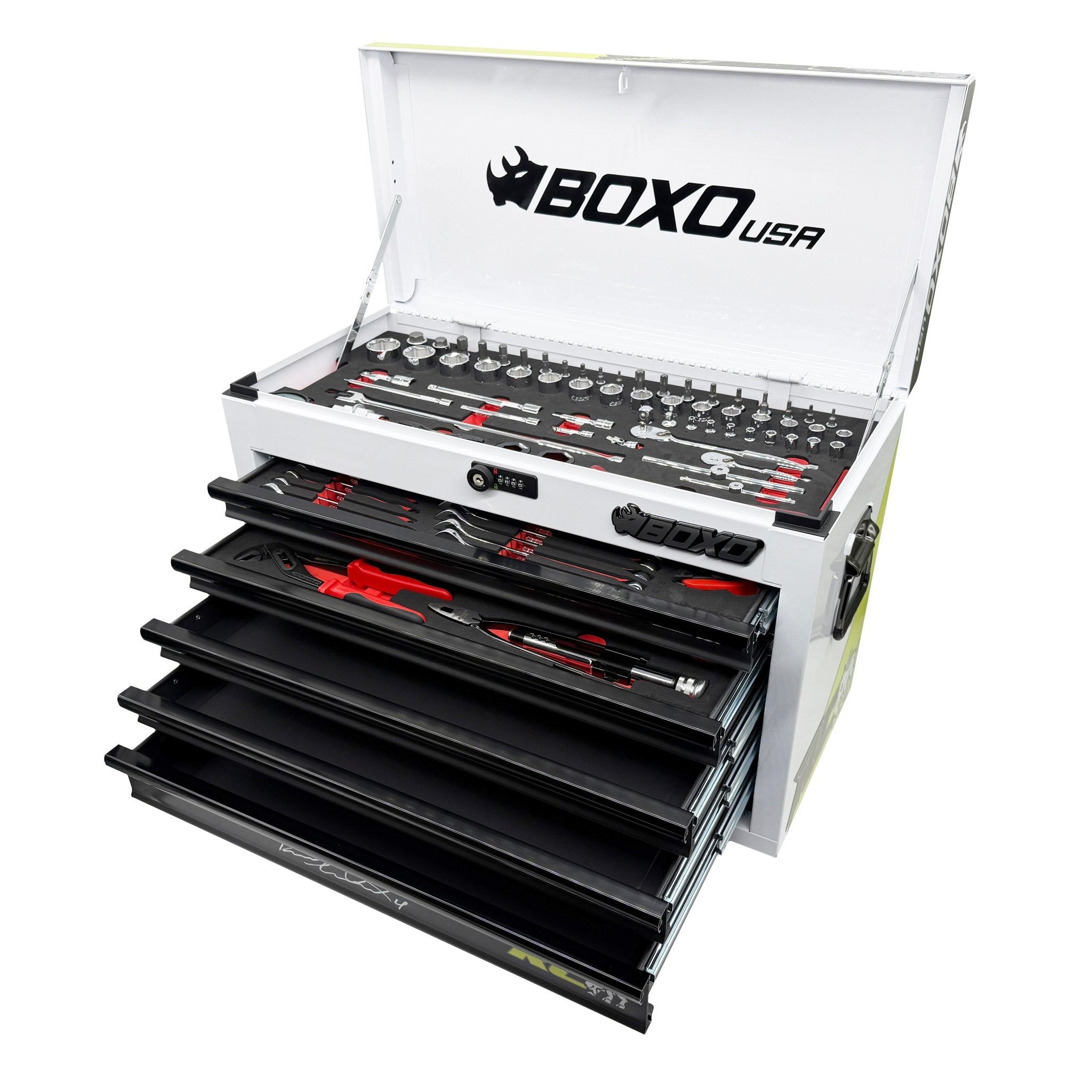 MotoBox | New Ricky Carmichael 26" 5 - Drawer Portable Tool Box with 103 - Piece Metric Motorcycle Tool Set - Garage Rebel