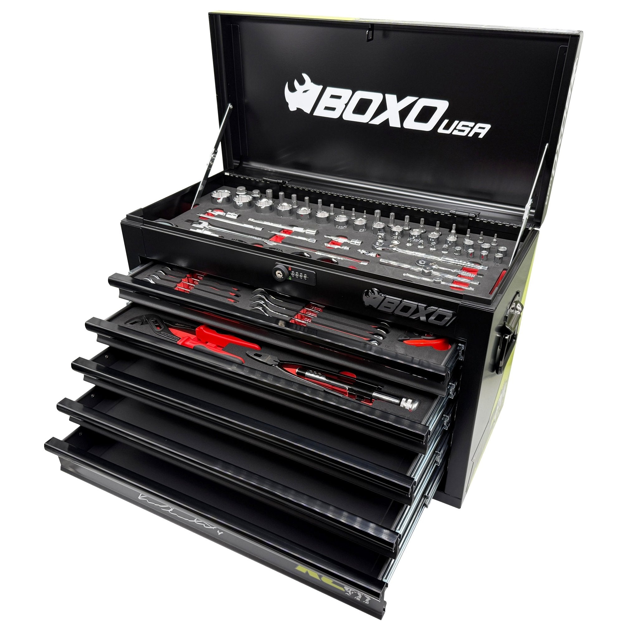 MotoBox | New Ricky Carmichael 26" 5 - Drawer Portable Tool Box with 103 - Piece Metric Motorcycle Tool Set - Garage Rebel