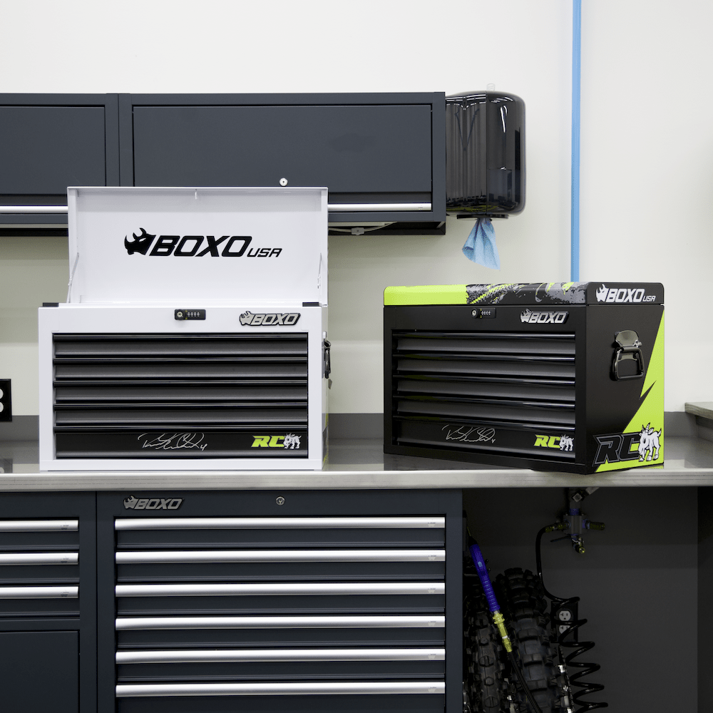 MotoBox | New Ricky Carmichael 26" 5 - Drawer Portable Tool Box with 103 - Piece Metric Motorcycle Tool Set - Garage Rebel