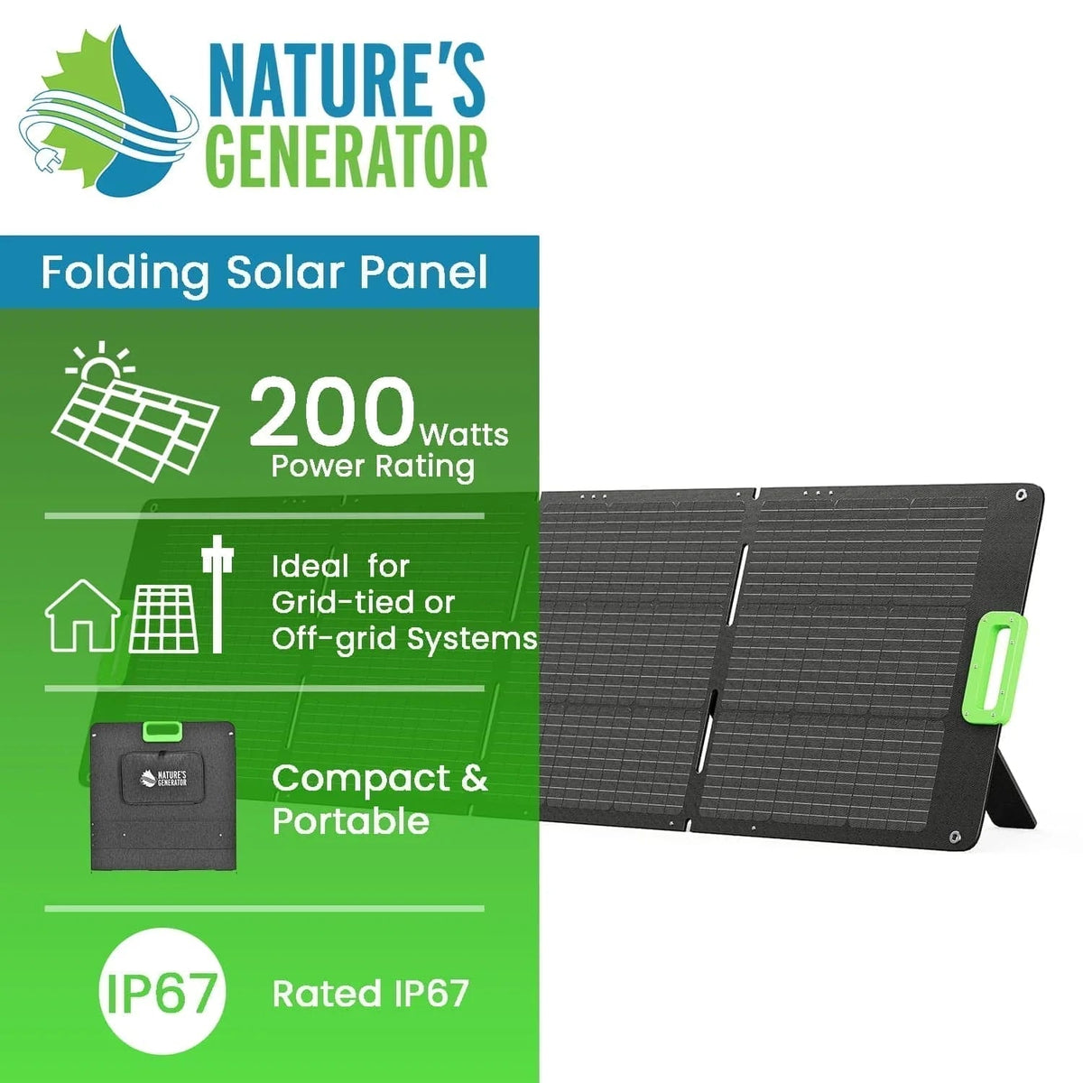 Nature's Generator 200W Folding Solar Panel - Garage Rebel