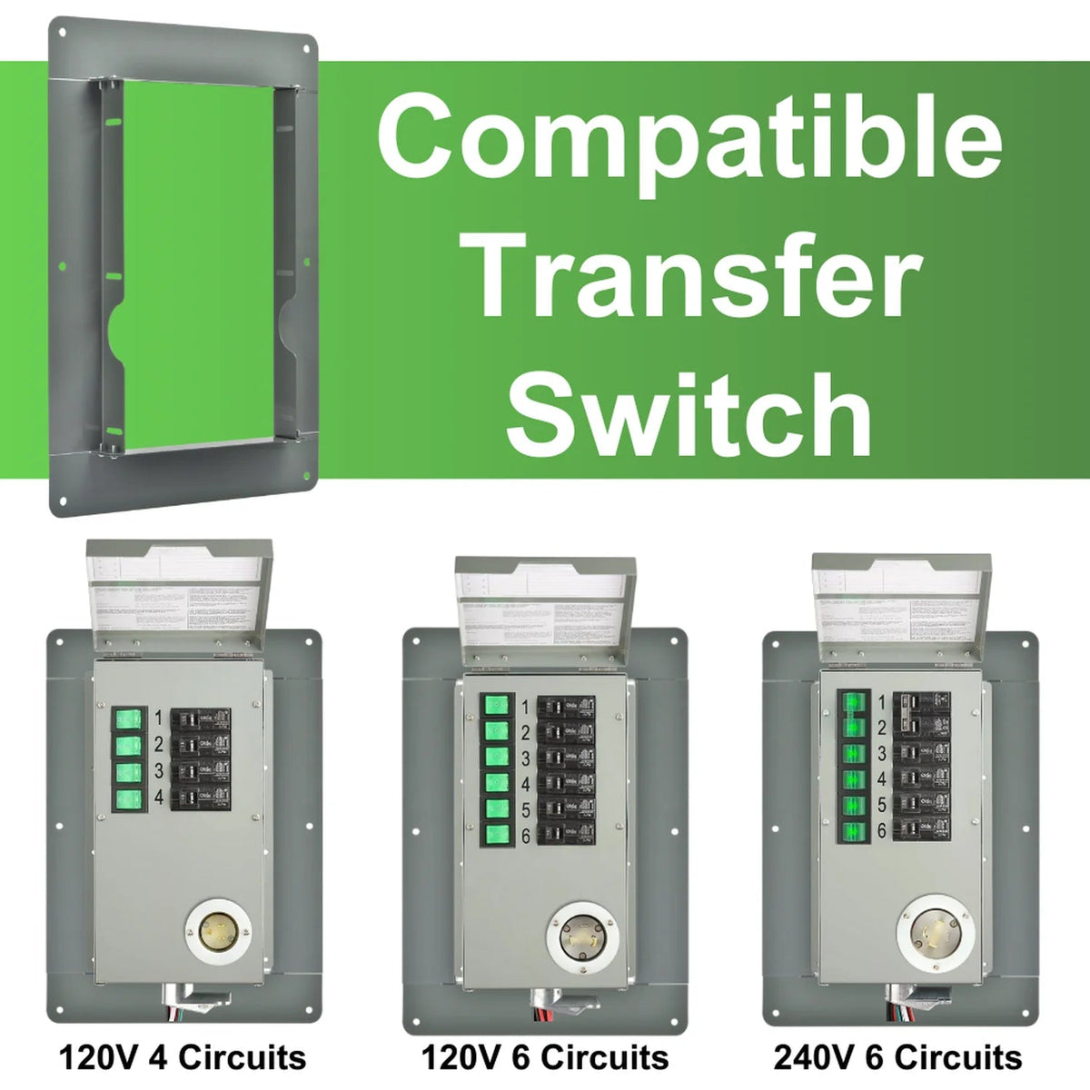 Nature's Generator 4 or 6 Circuit Manual Transfer Switch Flush Mount - Garage Rebel
