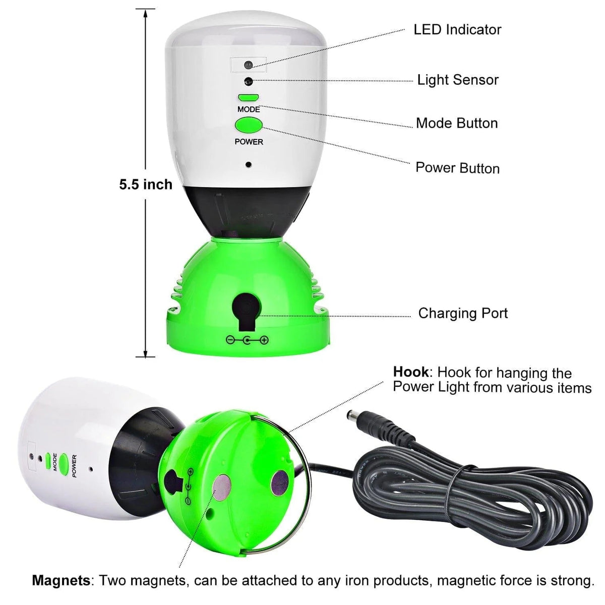 Nature's Generator 400 Lumens Power Light - Garage Rebel
