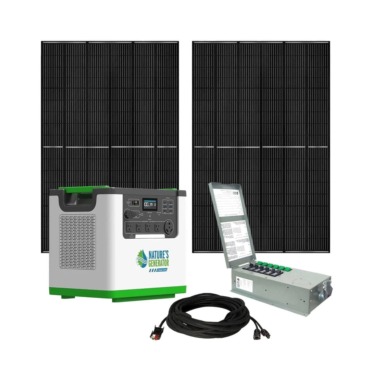 Nature's Generator Lithium 3600 Solar Generator and Transfer Switch - Garage Rebel