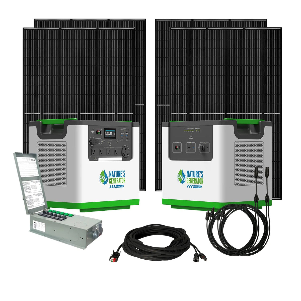 Nature's Generator Lithium 3600 Solar Generator and Transfer Switch - Garage Rebel