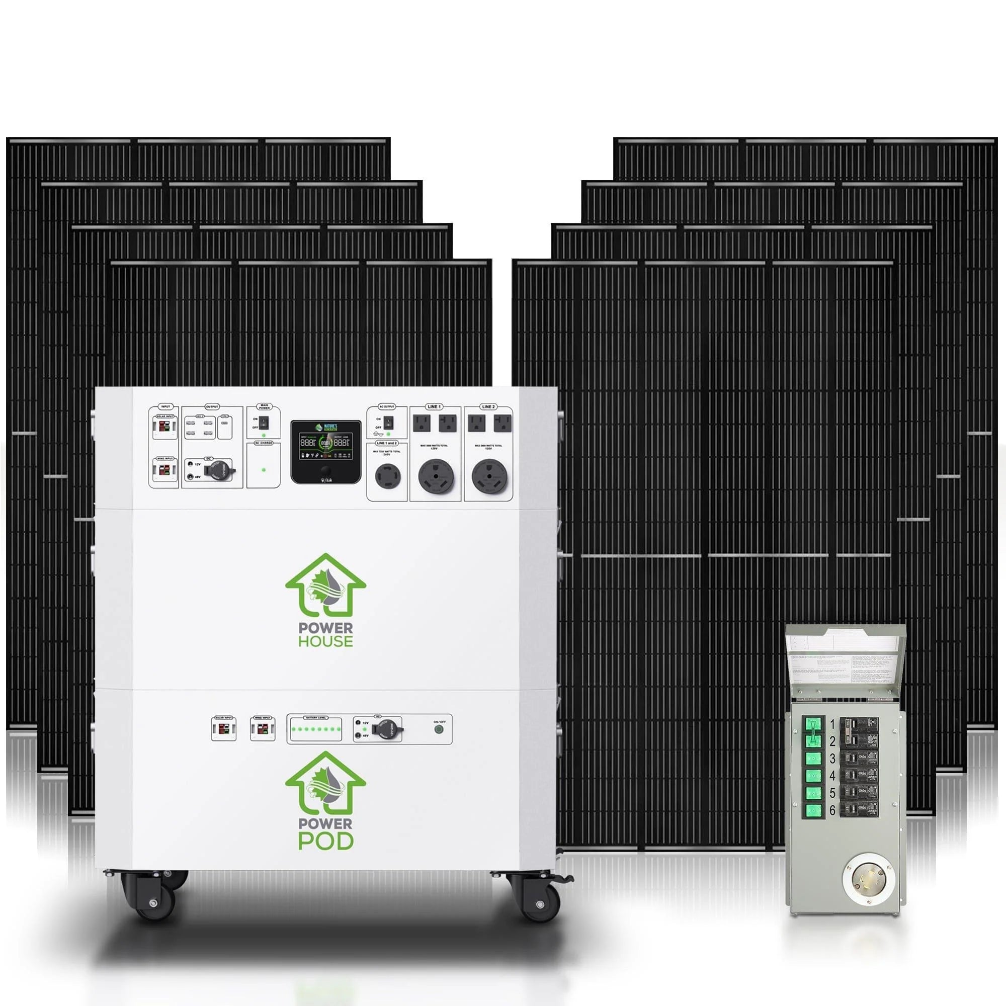 Nature’s Generator Powerhouse with Solar Panel and Transfer Switch