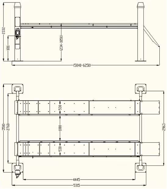 KT-4H150 Heavy Duty 4-Post Alignment Lift 15,000lbs Capacity (Rolling Jack Included)