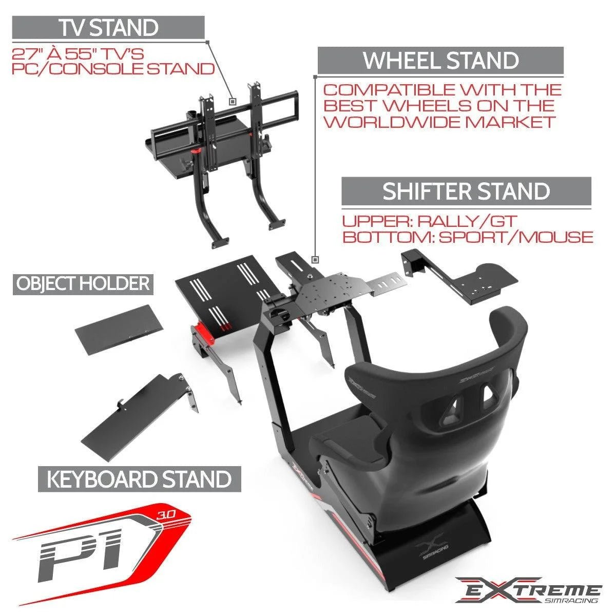 SIM RACING COCKPIT P1 3.0 FULL ACCESSORIES - Garage Rebel