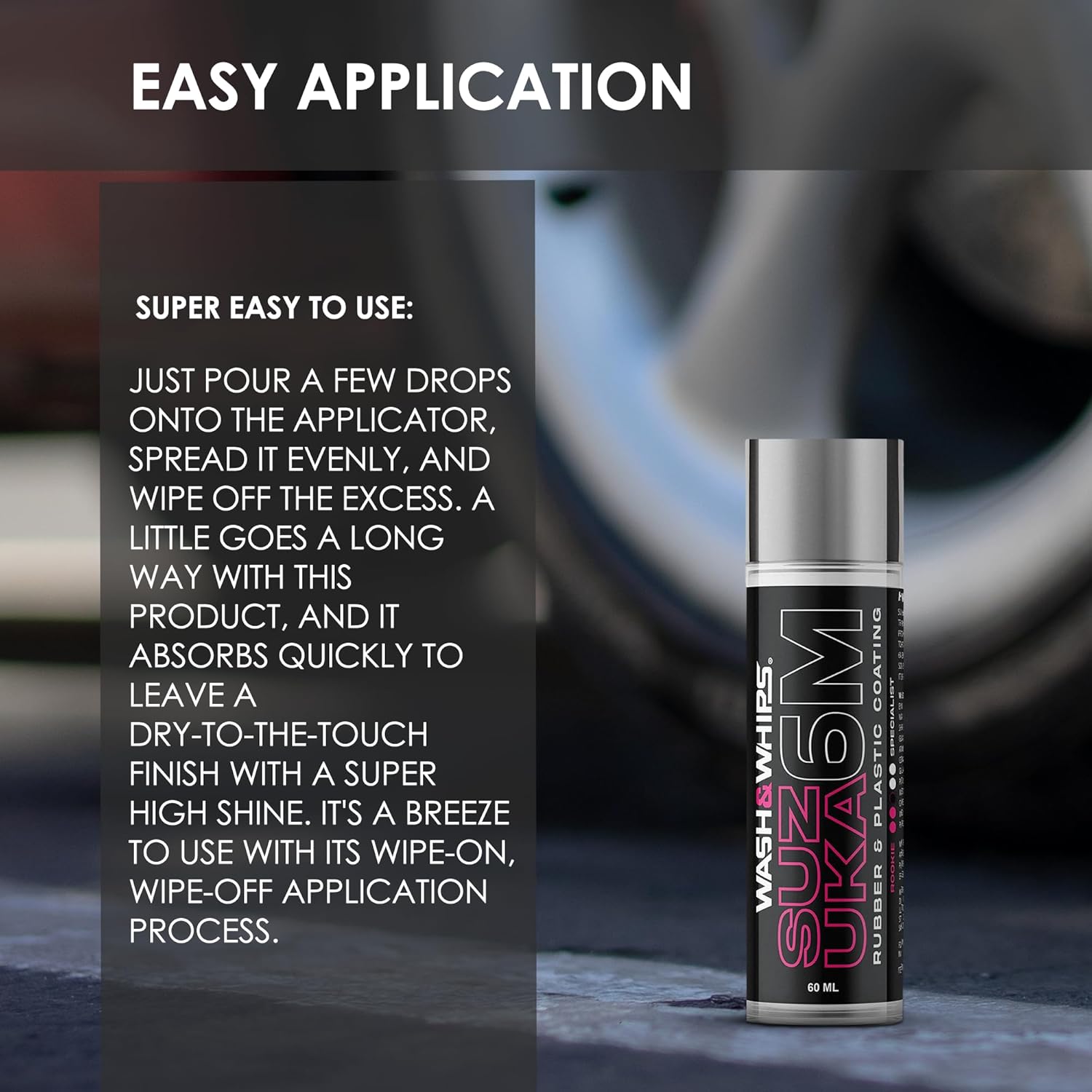 Suzuka 6M Rubber & Plastic Coating [Restores and Brings Back Black]: Concentrated Formula Non-Greasy, 60ml - Garage Rebel