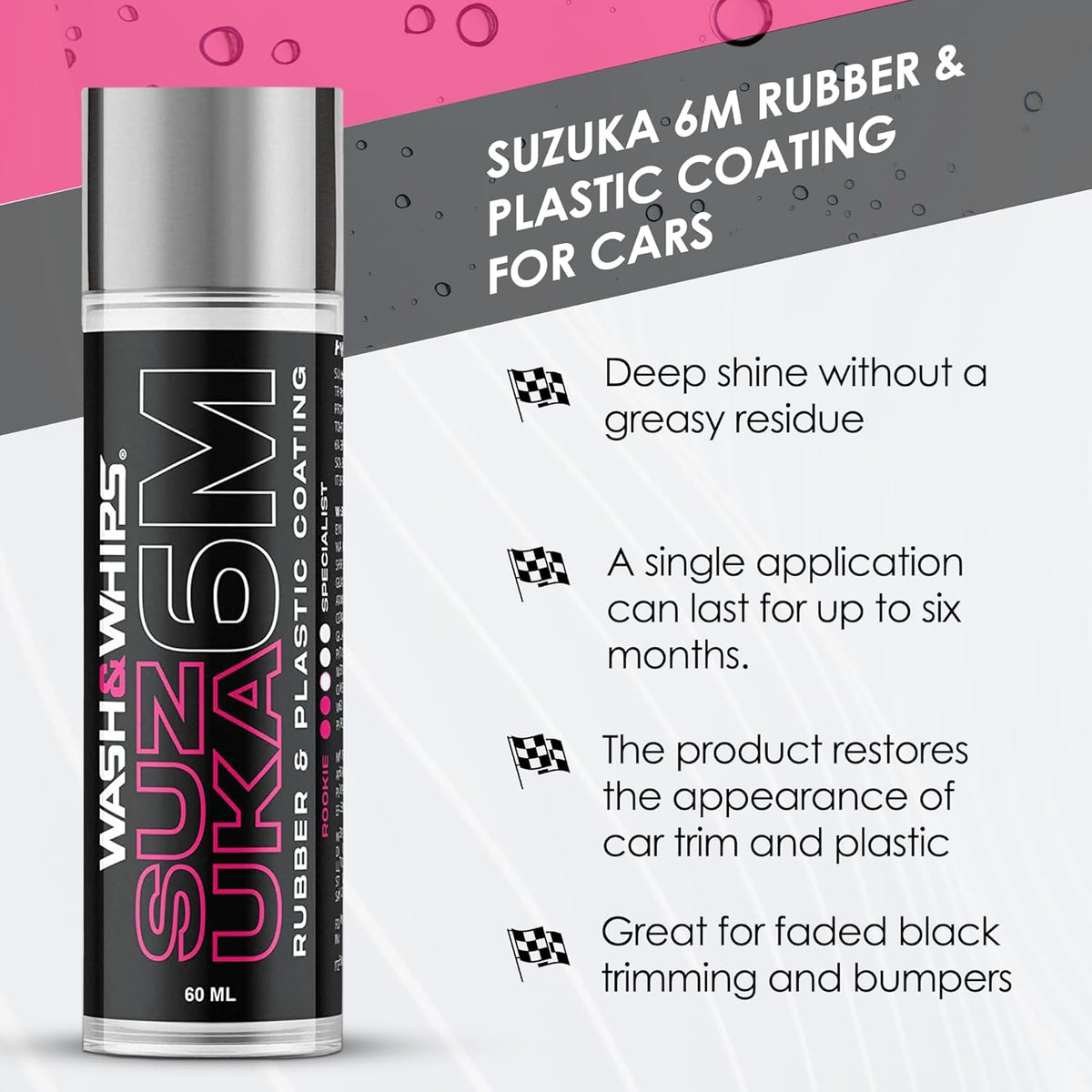Suzuka 6M Rubber & Plastic Coating [Restores and Brings Back Black]: Concentrated Formula Non-Greasy, 60ml - Garage Rebel